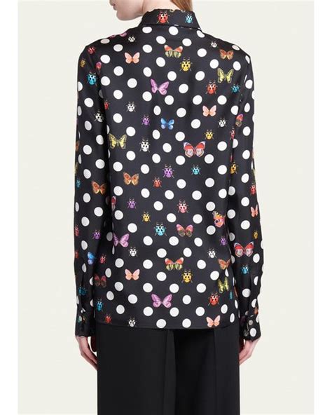 Versace Silk Polka Dot Butterfly Shirt 